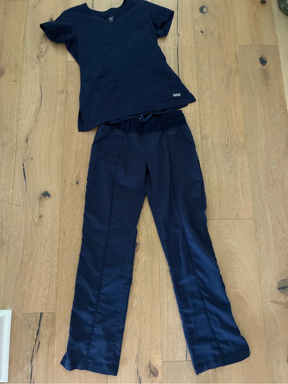 Grey's Anatomy Navy V-Neck Scrub Top with Drawstring Pants